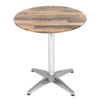 700mm Round Rustic Maple Sliq Isotop Table Top with Silver Roma Base
