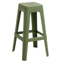 Tall Polypropylene Replica Tolix Stool in Olive Green